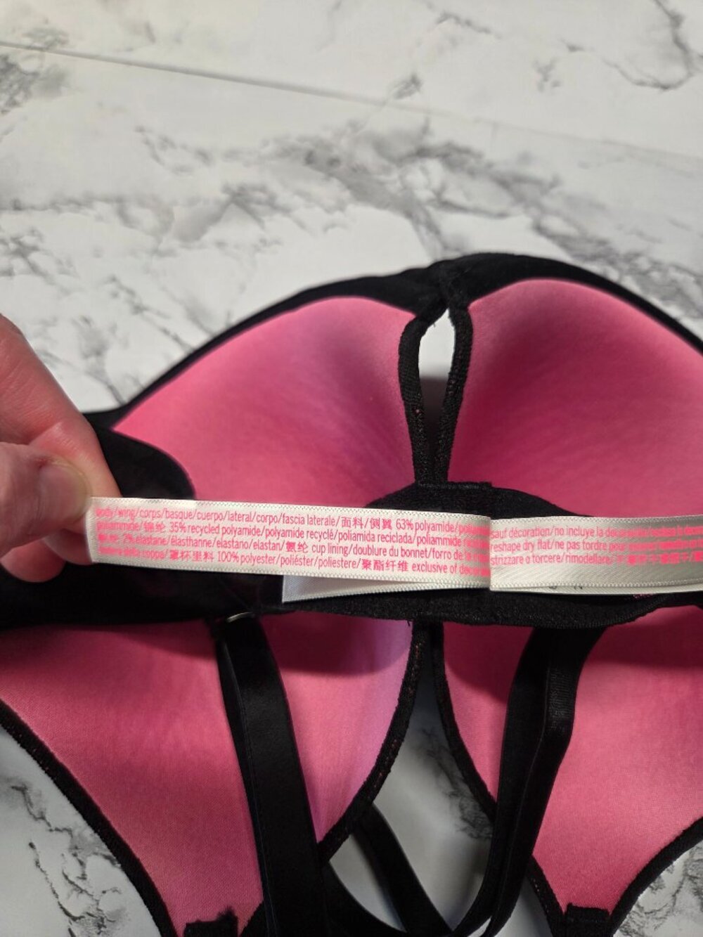 PINK Victoria's Secret 32DD Black Floral Lace Padded Underwire Bra - Picture 8 of 8